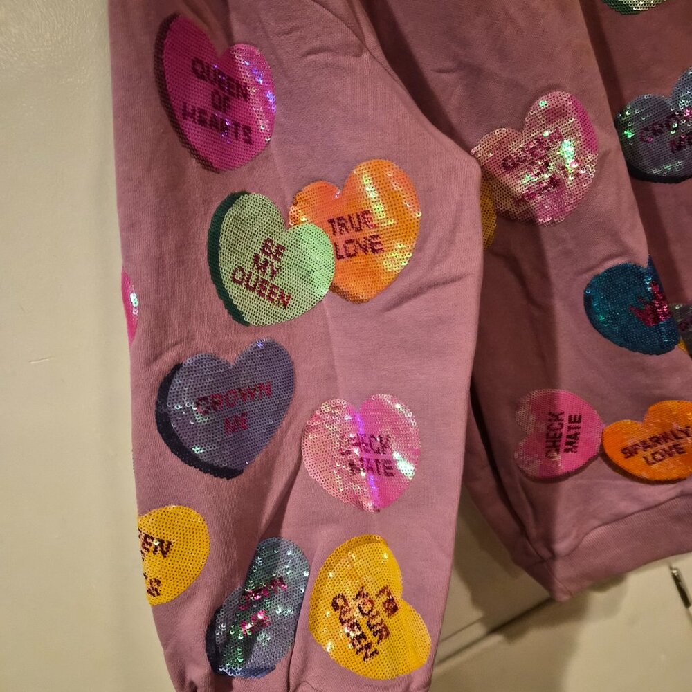 Queen of Sparkles Sequin Conversation Heart Sweatshirt - Picture 2 of 8